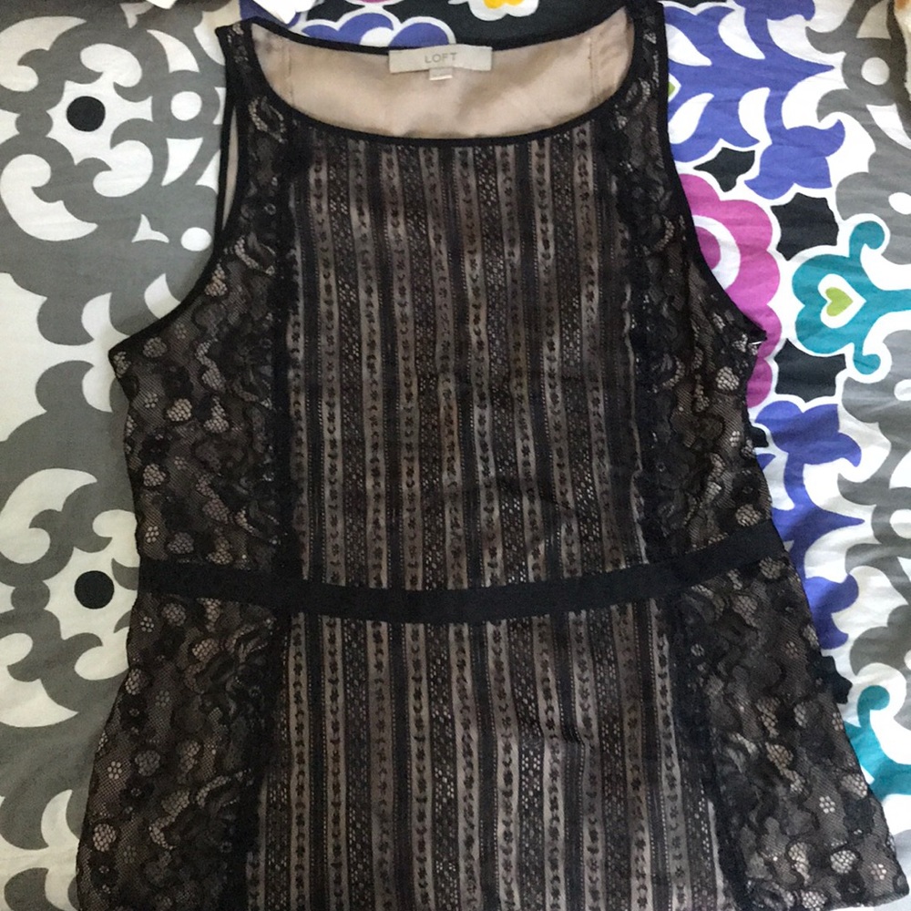 Lace Overlay Peplum Top - Picture 1 of 4